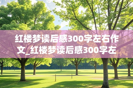 红楼梦读后感300字左右作文_红楼梦读后感300字左右作文怎么写