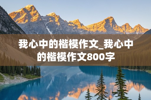 我心中的楷模作文_我心中的楷模作文800字