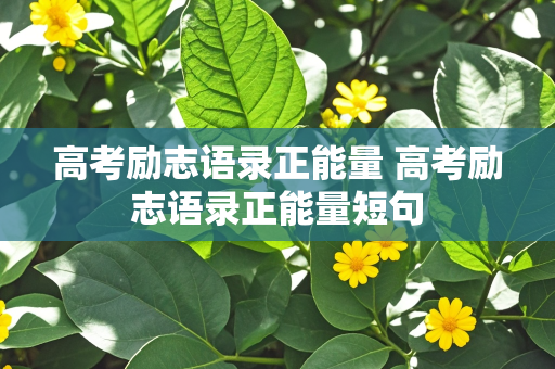 高考励志语录正能量 高考励志语录正能量短句