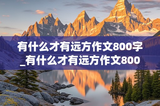 有什么才有远方作文800字_有什么才有远方作文800字作文