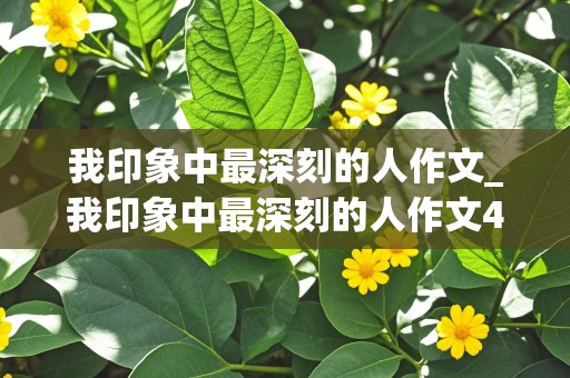 我印象中最深刻的人作文_我印象中最深刻的人作文400字