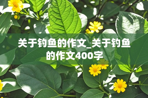 关于钓鱼的作文_关于钓鱼的作文400字