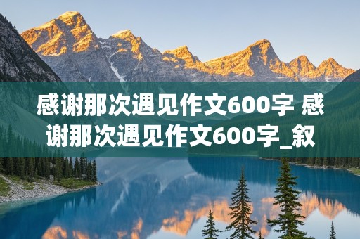 感谢那次遇见作文600字 感谢那次遇见作文600字_叙事作文