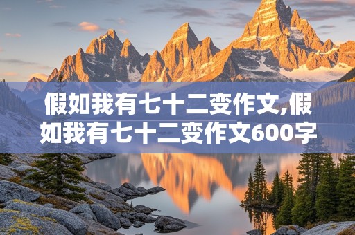 假如我有七十二变作文,假如我有七十二变作文600字初中