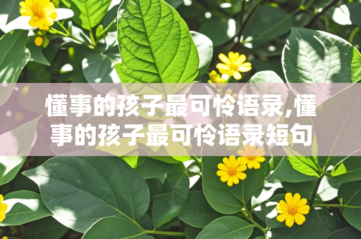 懂事的孩子最可怜语录,懂事的孩子最可怜语录短句