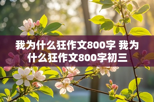 我为什么狂作文800字 我为什么狂作文800字初三