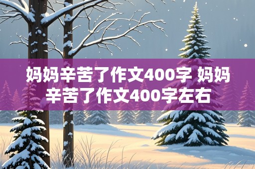 妈妈辛苦了作文400字 妈妈辛苦了作文400字左右