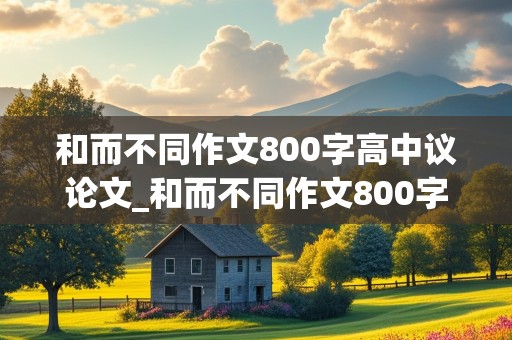 和而不同作文800字高中议论文_和而不同作文800字高中议论文免费