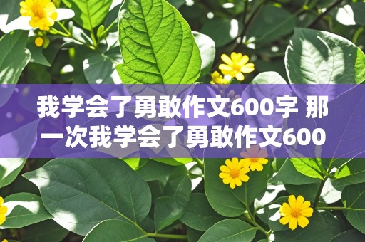 我学会了勇敢作文600字 那一次我学会了勇敢作文600字