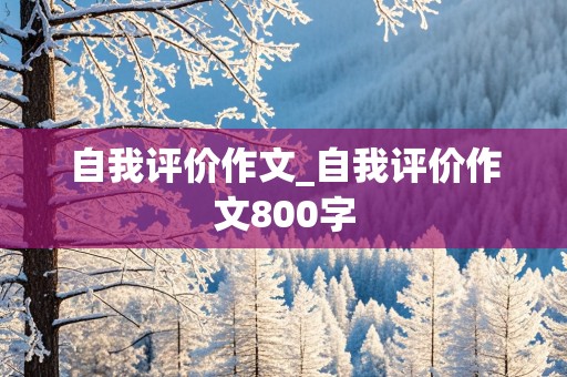 自我评价作文_自我评价作文800字