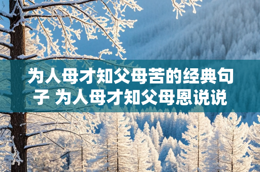 为人母才知父母苦的经典句子 为人母才知父母恩说说