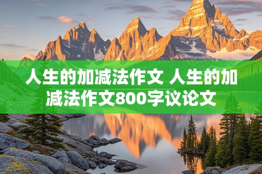 人生的加减法作文 人生的加减法作文800字议论文