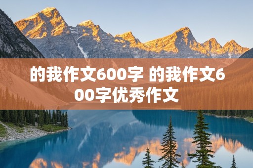 的我作文600字 的我作文600字优秀作文