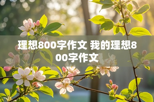 理想800字作文 我的理想800字作文