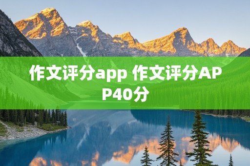 作文评分app 作文评分APP40分