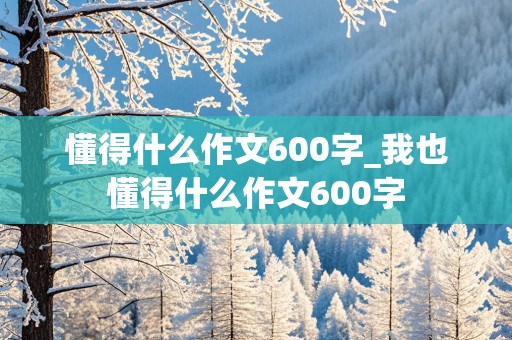 懂得什么作文600字_我也懂得什么作文600字