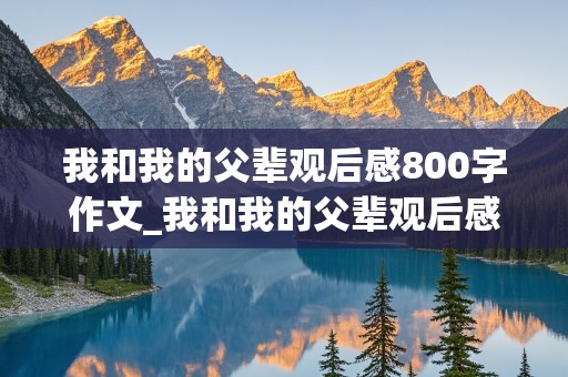 我和我的父辈观后感800字作文_我和我的父辈观后感800字作文大学生