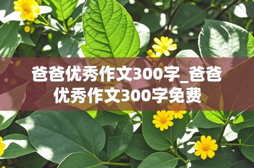 爸爸优秀作文300字_爸爸优秀作文300字免费