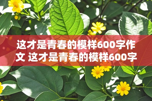 这才是青春的模样600字作文 这才是青春的模样600字作文记叙文