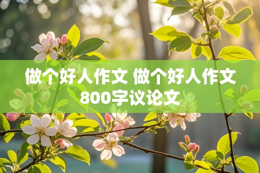 做个好人作文 做个好人作文800字议论文