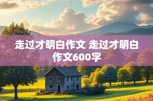 走过才明白作文 走过才明白作文600字