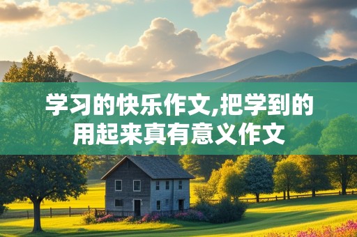 学习的快乐作文,把学到的用起来真有意义作文