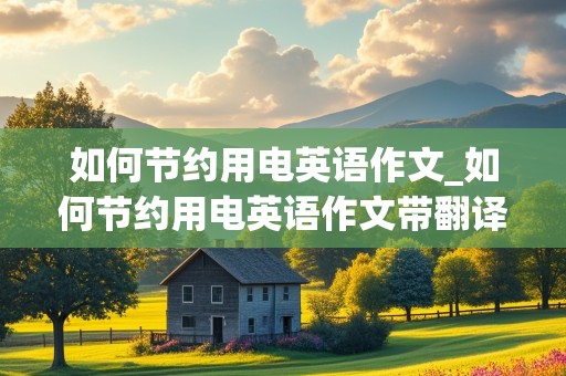 如何节约用电英语作文_如何节约用电英语作文带翻译