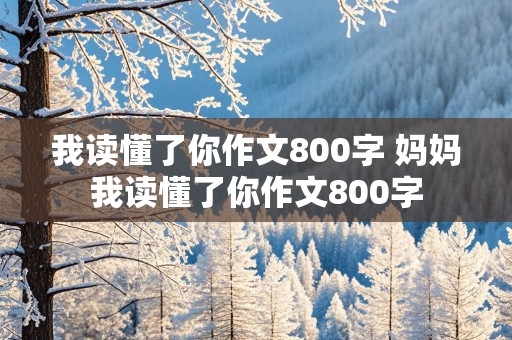 我读懂了你作文800字 妈妈我读懂了你作文800字