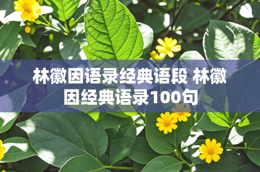 林徽因语录经典语段 林徽因经典语录100句