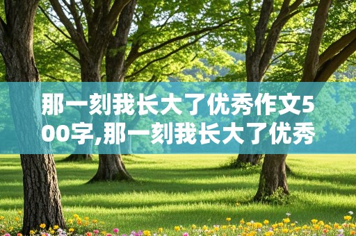 那一刻我长大了优秀作文500字,那一刻我长大了优秀作文600字