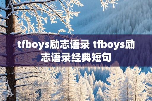 tfboys励志语录 tfboys励志语录经典短句