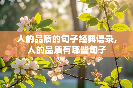 人的品质的句子经典语录,人的品质有哪些句子