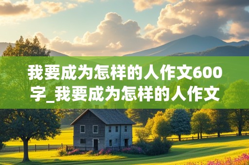 我要成为怎样的人作文600字_我要成为怎样的人作文600字免费