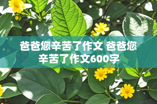 爸爸您辛苦了作文 爸爸您辛苦了作文600字