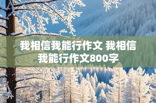 我相信我能行作文 我相信我能行作文800字