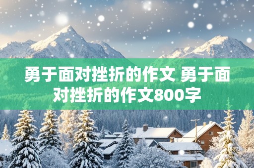 勇于面对挫折的作文 勇于面对挫折的作文800字