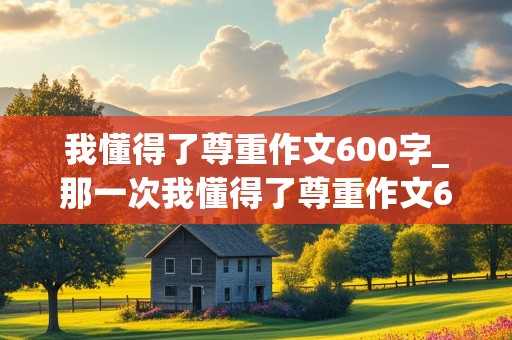 我懂得了尊重作文600字_那一次我懂得了尊重作文600字