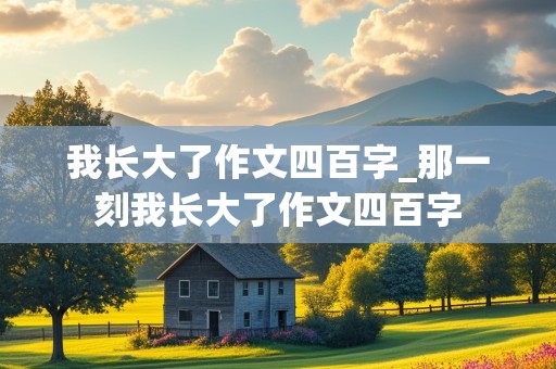 我长大了作文四百字_那一刻我长大了作文四百字