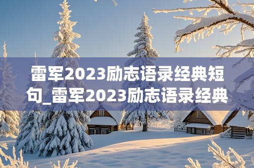 雷军2023励志语录经典短句_雷军2023励志语录经典短句子