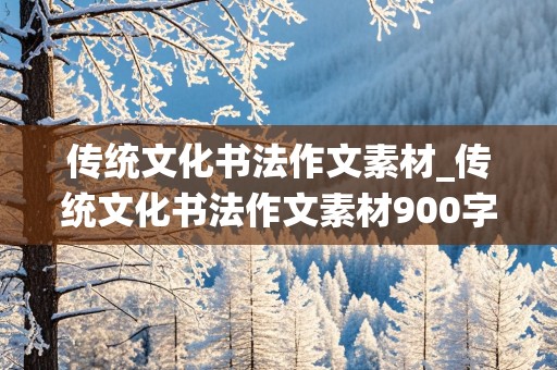 传统文化书法作文素材_传统文化书法作文素材900字