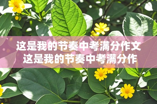 这是我的节奏中考满分作文 这是我的节奏中考满分作文600