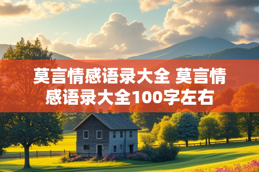 莫言情感语录大全 莫言情感语录大全100字左右