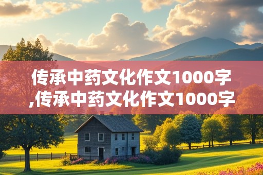 传承中药文化作文1000字,传承中药文化作文1000字怎么写