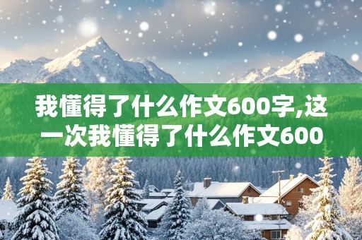 我懂得了什么作文600字,这一次我懂得了什么作文600字