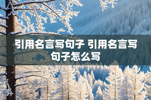 引用名言写句子 引用名言写句子怎么写