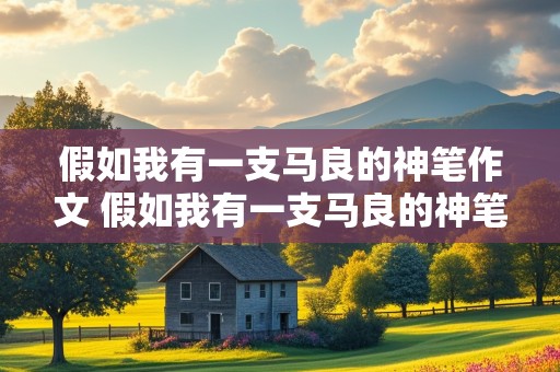 假如我有一支马良的神笔作文 假如我有一支马良的神笔作文400字