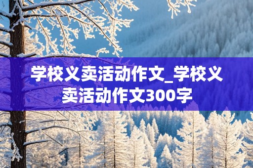 学校义卖活动作文_学校义卖活动作文300字