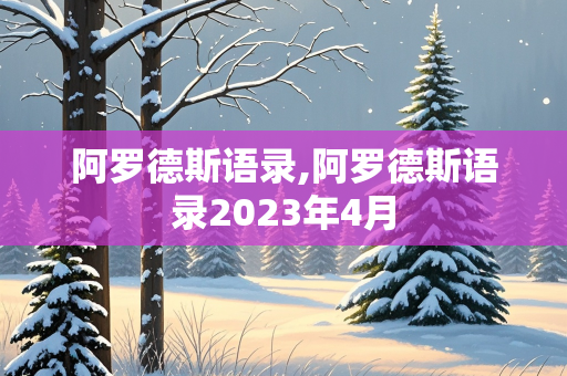 阿罗德斯语录,阿罗德斯语录2023年4月