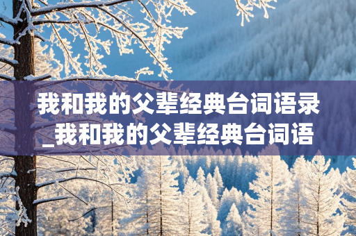 我和我的父辈经典台词语录_我和我的父辈经典台词语录摘抄