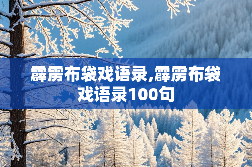 霹雳布袋戏语录,霹雳布袋戏语录100句